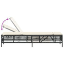 vidaXL fekete polyrattan napozóágy párnával