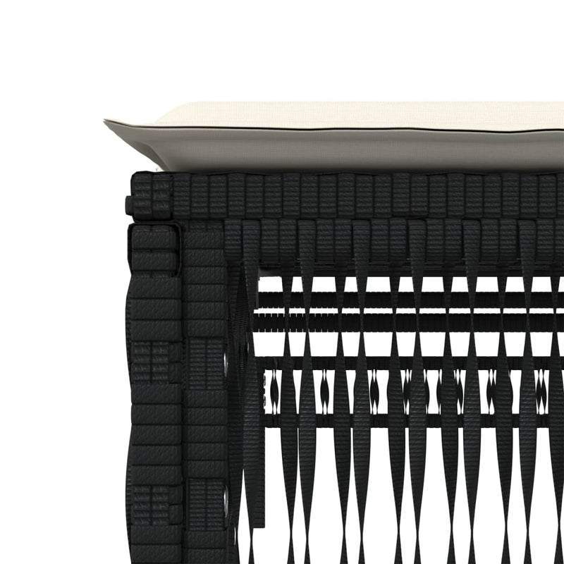 vidaXL 2 db fekete polyrattan napozóágy asztallal