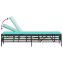 vidaXL 2 db fekete polyrattan napozóágy asztallal