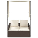 vidaXL barna polyrattan dupla napozóágy tetővel és függönyökkel