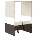 vidaXL barna polyrattan dupla napozóágy tetővel és függönyökkel