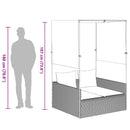 vidaXL barna polyrattan dupla napozóágy tetővel és függönyökkel