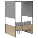 vidaXL bézs polyrattan dupla napozóágy tetővel és függönyökkel