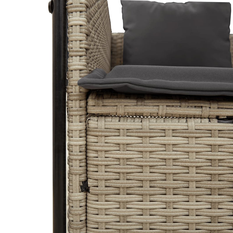 vidaXL világosszürke polyrattan dupla napozóágy tetővel és függönnyel