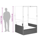 vidaXL világosszürke polyrattan dupla napozóágy tetővel és függönnyel