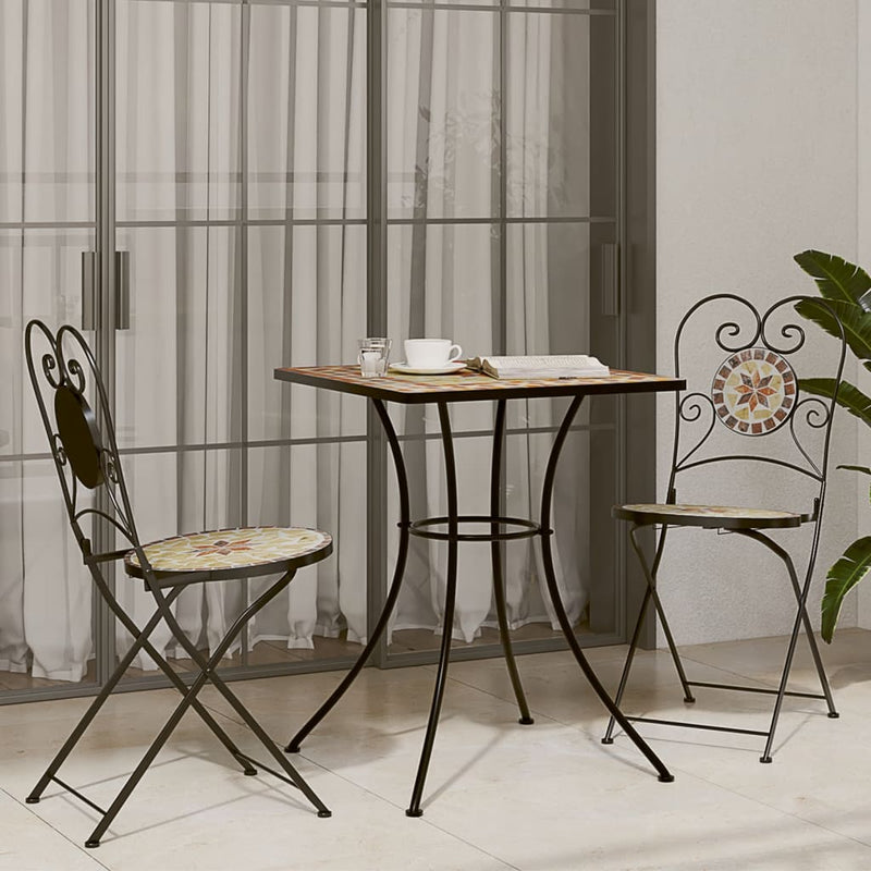 vidaXL terrakotta kerámia mozaikos bisztróasztal 60 x 60 x 74 cm