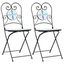 vidaXL 2 db összecsukható kék és fehér kerámia bisztrószék