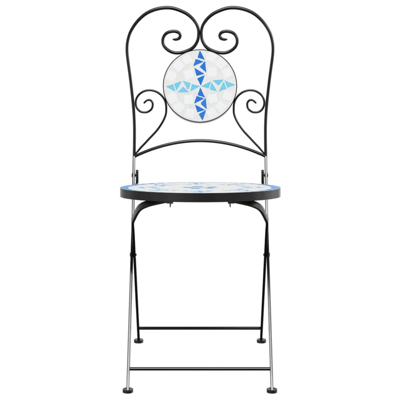 vidaXL 2 db összecsukható kék és fehér kerámia bisztrószék