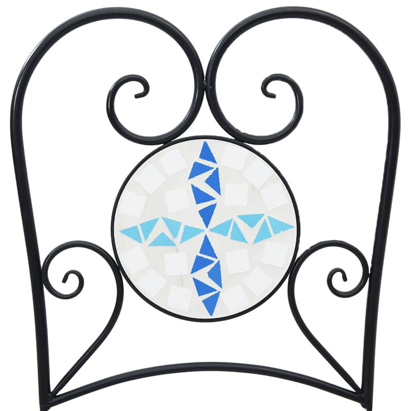 vidaXL 2 db összecsukható kék és fehér kerámia bisztrószék