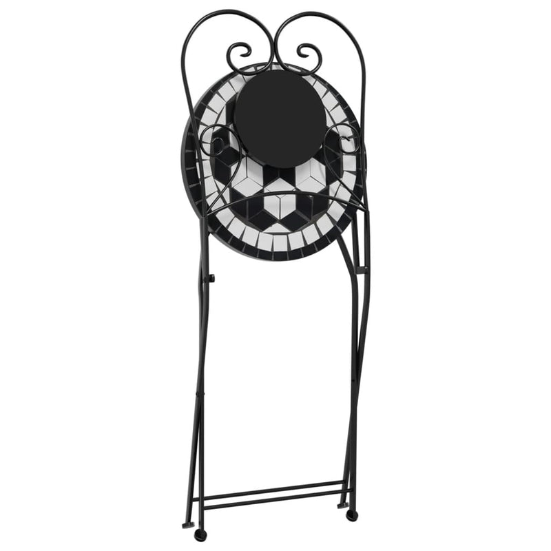 vidaXL 2 db összecsukható fekete és fehér kerámia bisztrószék