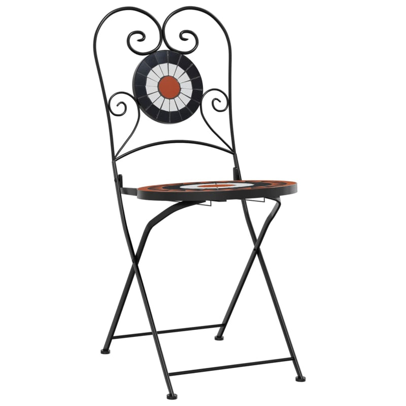 vidaXL 2 db összecsukható terrakotta és fehér kerámia bisztrószék