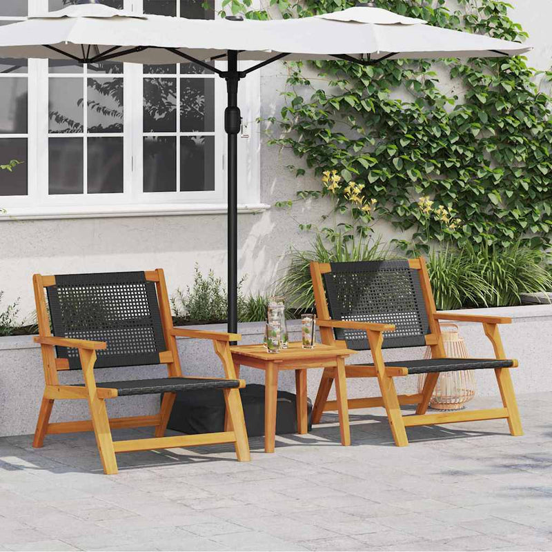 vidaXL Kerti bútor 2 pcs Fekete 67 x 78 x 73 cm Tömör akácfa