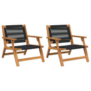 vidaXL Kerti bútor 2 pcs Fekete 67 x 76 x 73 cm Tömör Akácfa