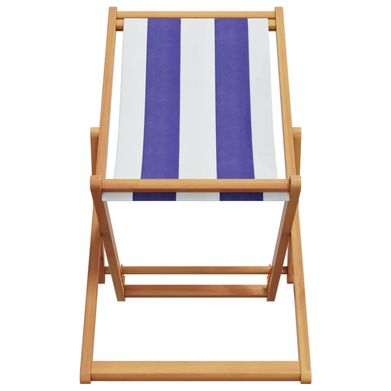 vidaXL kék és fehér eukaliptuszfa és szövet összecsukható strandszék