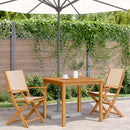 vidaXL 2 db bézs tömör akácfa és szövet kerti szék