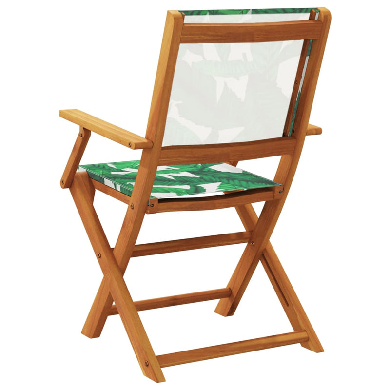 vidaXL 2 db levélmintás tömör akácfa és szövet kerti szék