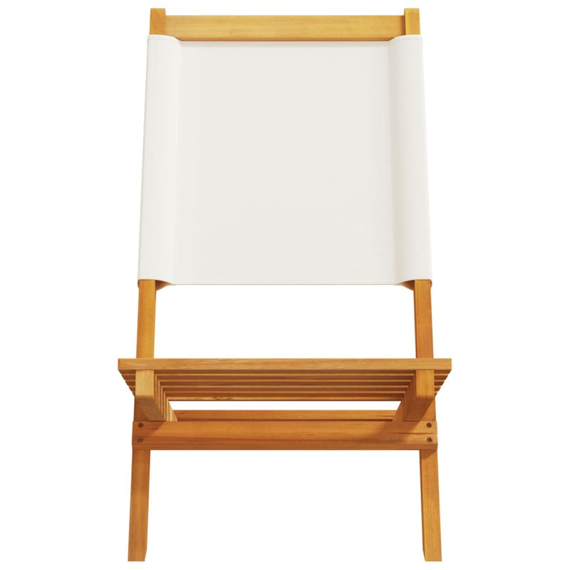 vidaXL 2 db krémfehér tömör akácfa és szövet kerti szék