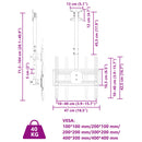 vidaXL mennyezeti TV-tartó 32"-65" képernyőhöz max VESA 400x400mm 40kg