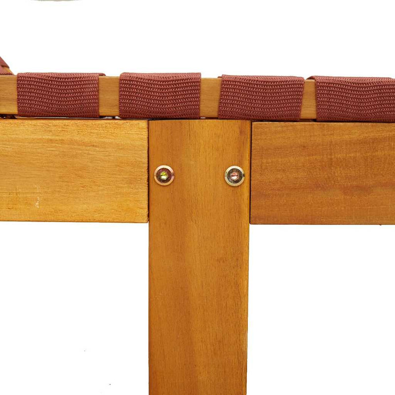 vidaXL piros tömör akácfa és szövet napozóágy