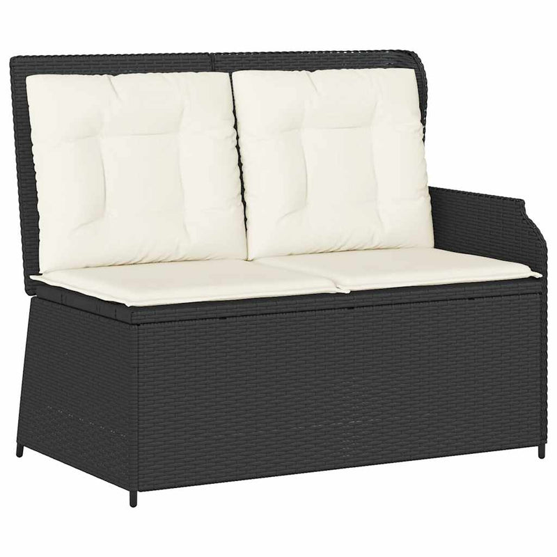 vidaXL fekete polyrattan dönthető kerti pad párnával