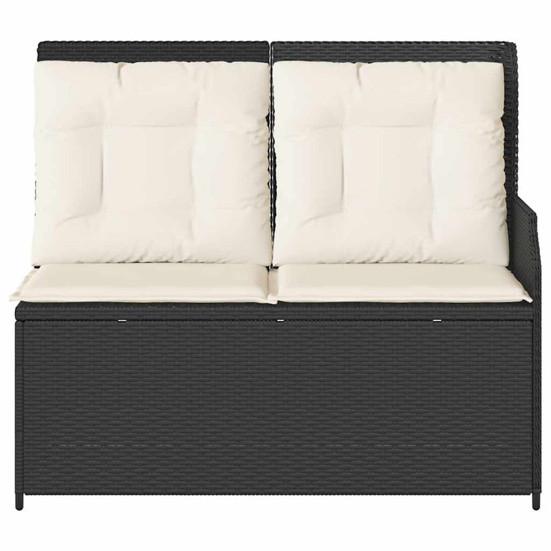 vidaXL fekete polyrattan dönthető kerti pad párnával