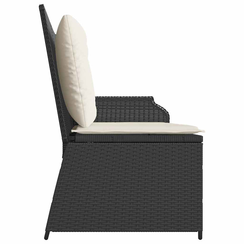 vidaXL fekete polyrattan dönthető kerti pad párnával