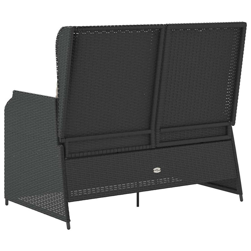 vidaXL fekete polyrattan dönthető kerti pad párnával