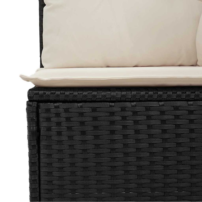 vidaXL fekete polyrattan dönthető kerti pad párnával