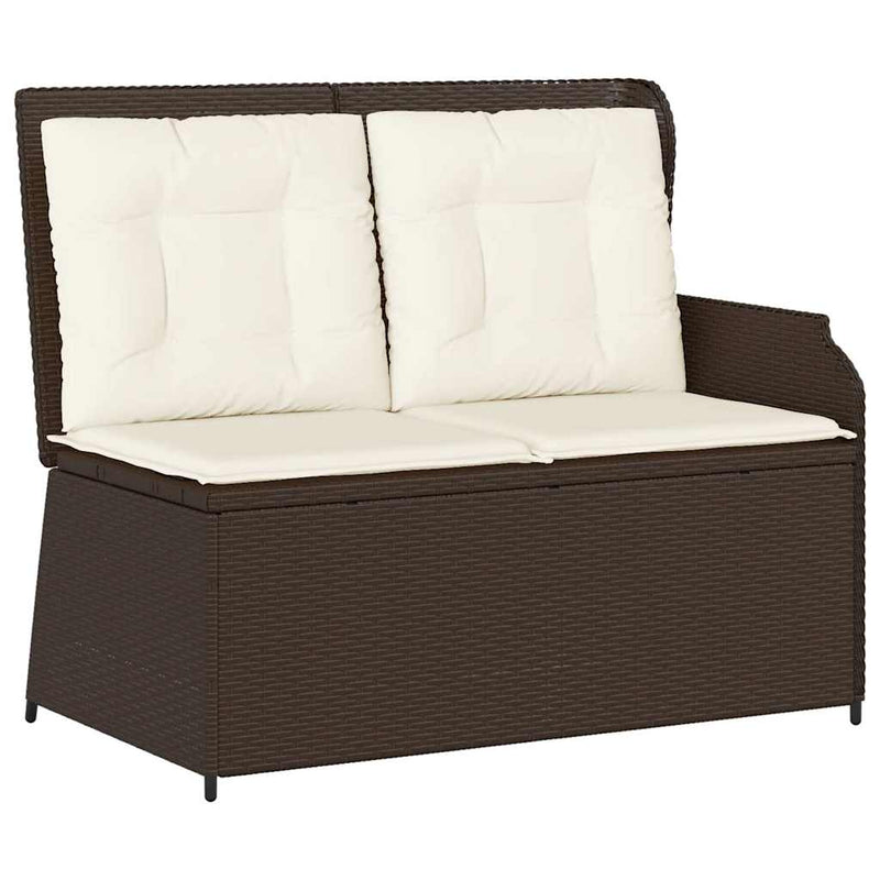 vidaXL barna polyrattan dönthető kerti pad párnával