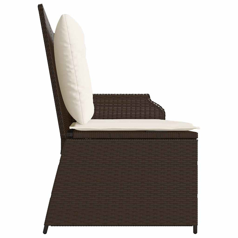 vidaXL barna polyrattan dönthető kerti pad párnával