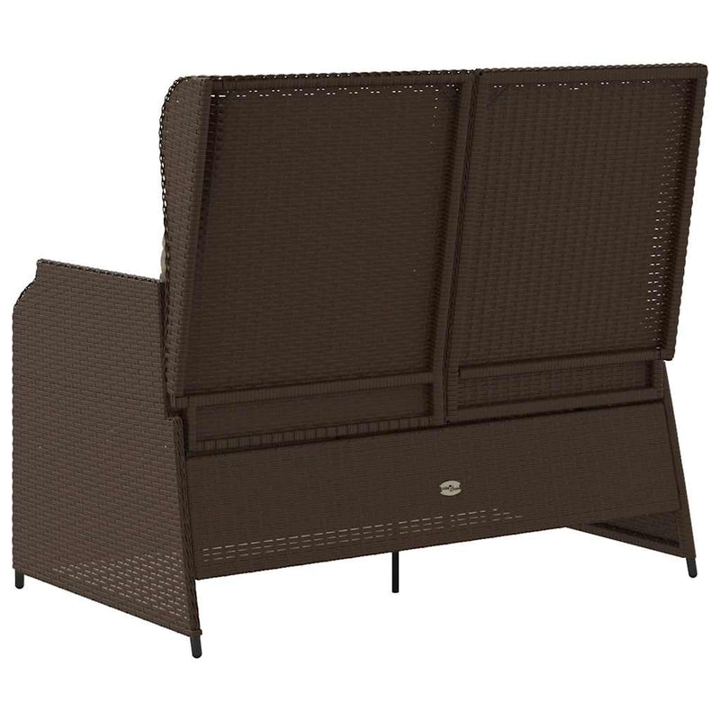 vidaXL barna polyrattan dönthető kerti pad párnával