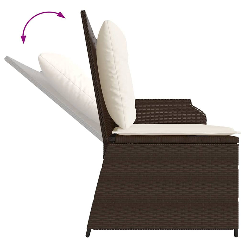 vidaXL barna polyrattan dönthető kerti pad párnával