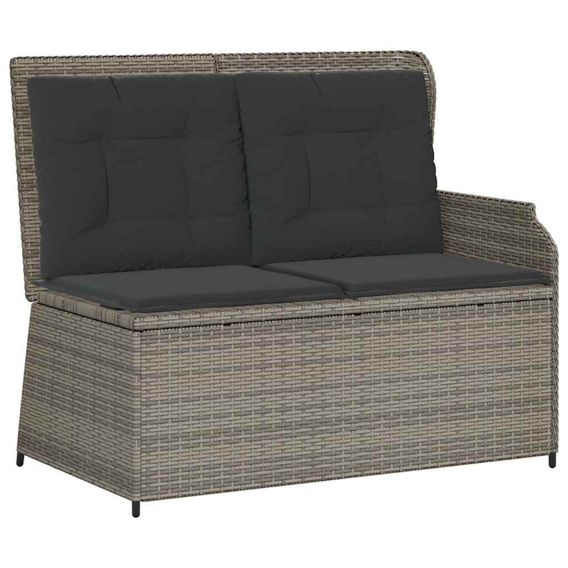 vidaXL szürke polyrattan dönthető kerti pad párnával