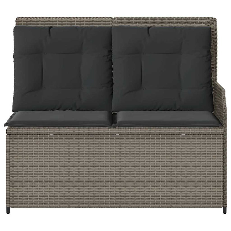vidaXL szürke polyrattan dönthető kerti pad párnával