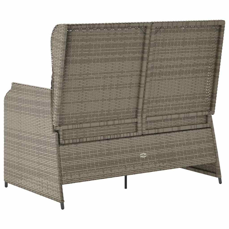 vidaXL szürke polyrattan dönthető kerti pad párnával