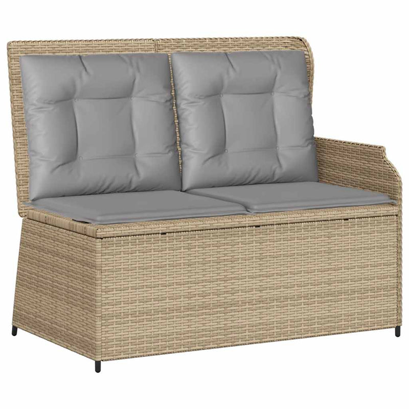 vidaXL bézs polyrattan dönthető kerti pad párnával