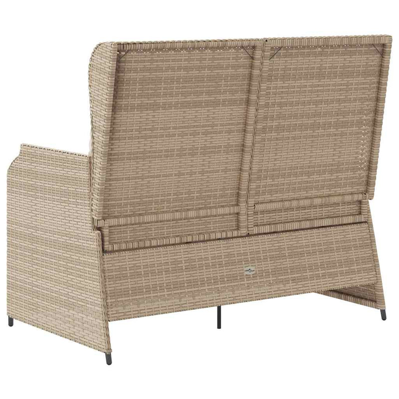 vidaXL bézs polyrattan dönthető kerti pad párnával