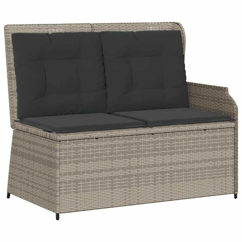 vidaXL világosszürke polyrattan dönthető kerti pad párnával