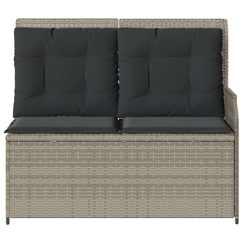vidaXL világosszürke polyrattan dönthető kerti pad párnával