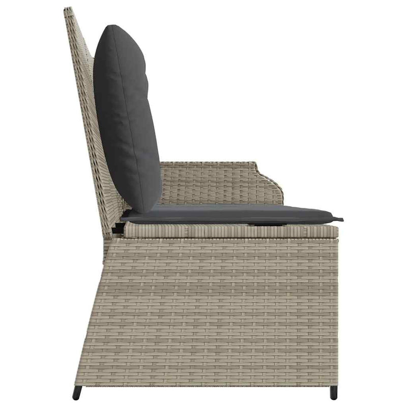 vidaXL világosszürke polyrattan dönthető kerti pad párnával