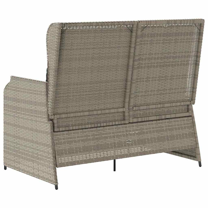 vidaXL világosszürke polyrattan dönthető kerti pad párnával