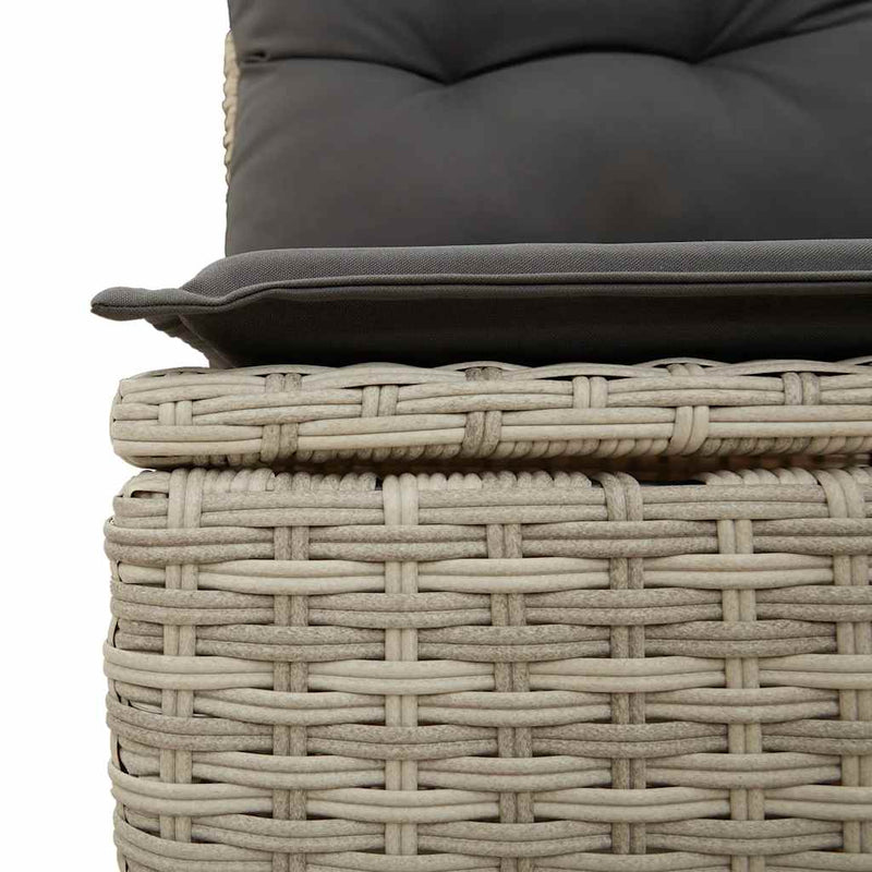 vidaXL világosszürke polyrattan dönthető kerti pad párnával