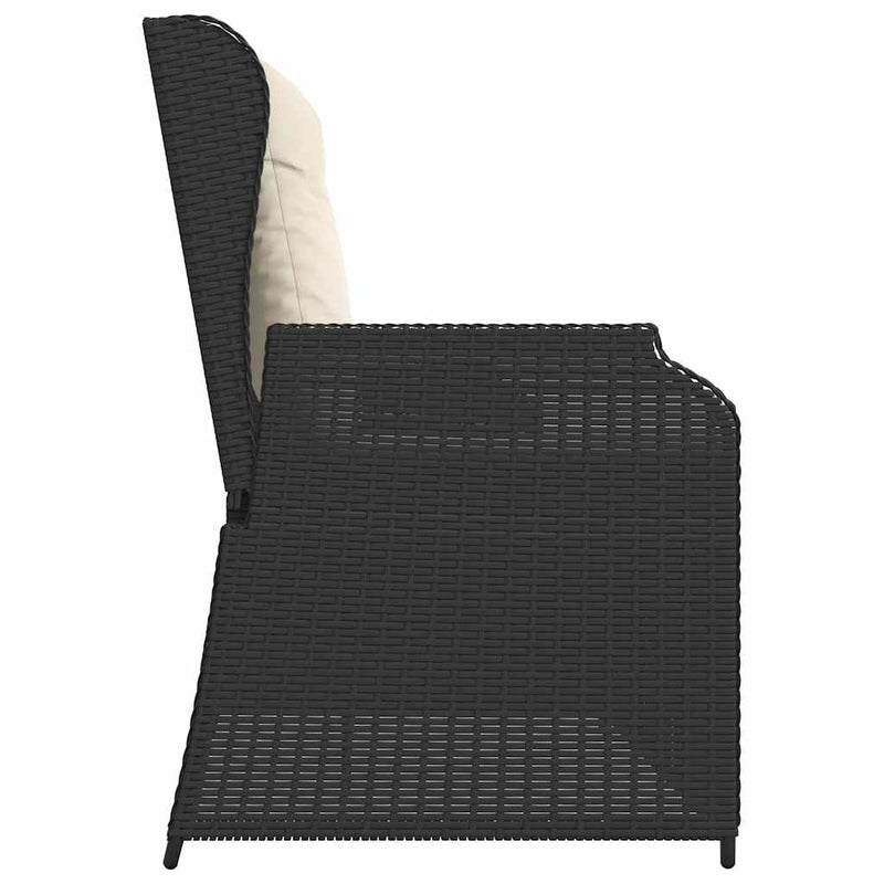 vidaXL fekete polyrattan dönthető kerti pad párnával