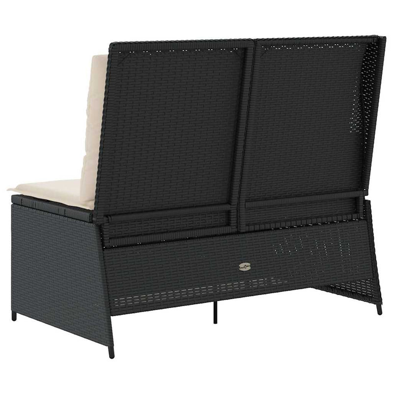 vidaXL fekete polyrattan dönthető kerti pad párnával