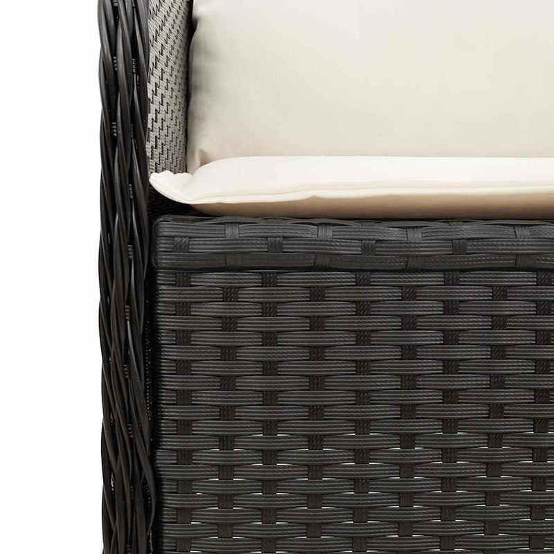 vidaXL fekete polyrattan dönthető kerti pad párnával