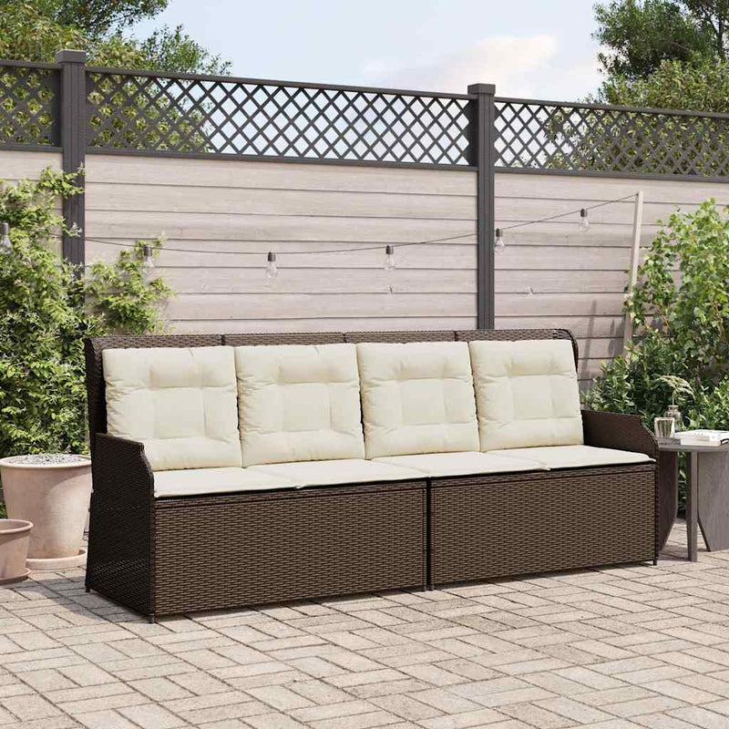 vidaXL barna polyrattan dönthető kerti pad párnával