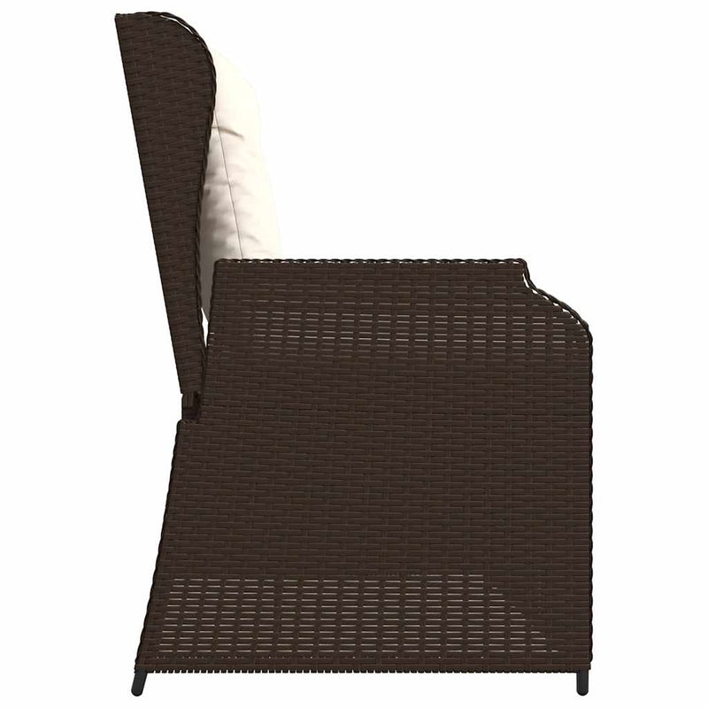 vidaXL barna polyrattan dönthető kerti pad párnával