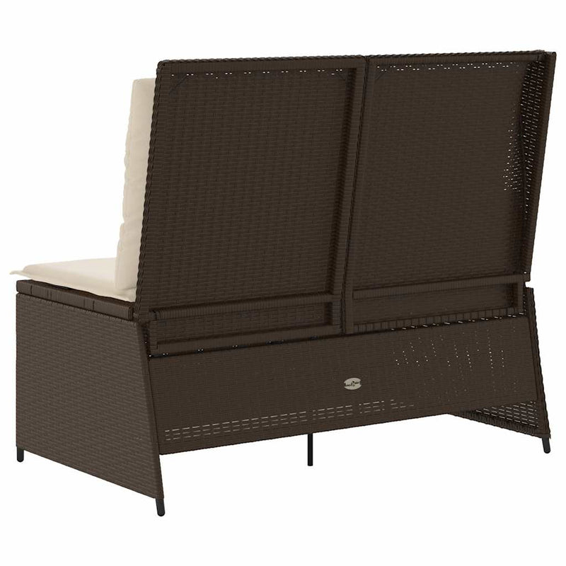 vidaXL barna polyrattan dönthető kerti pad párnával