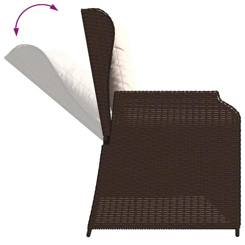 vidaXL barna polyrattan dönthető kerti pad párnával