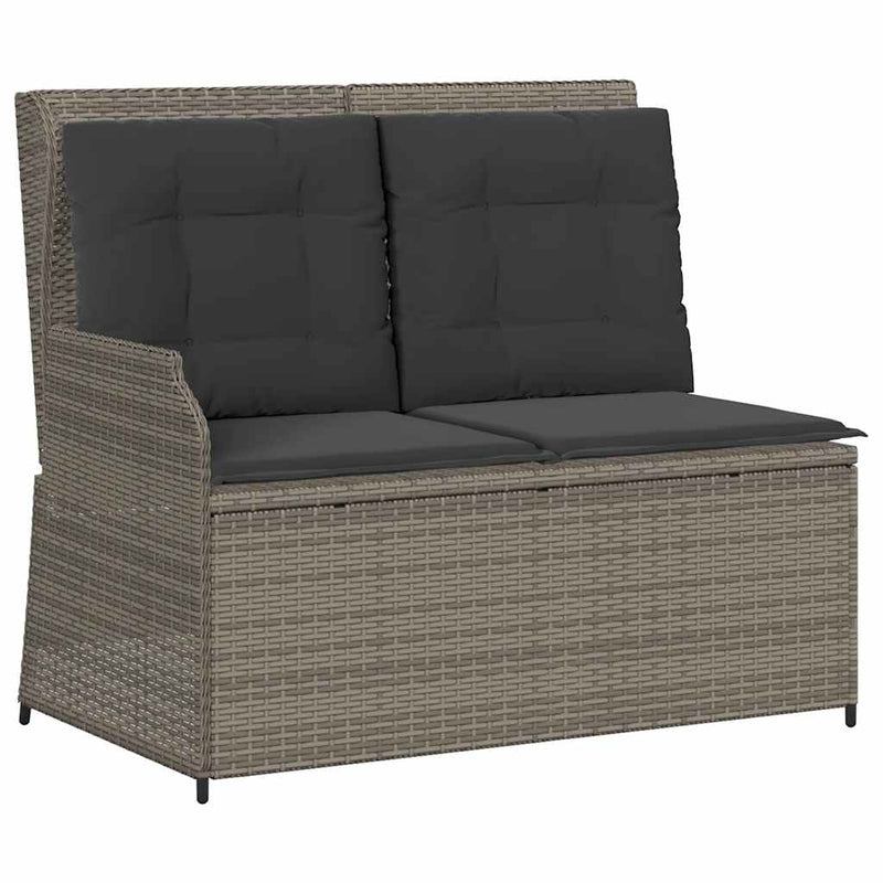 vidaXL szürke polyrattan dönthető kerti pad párnával